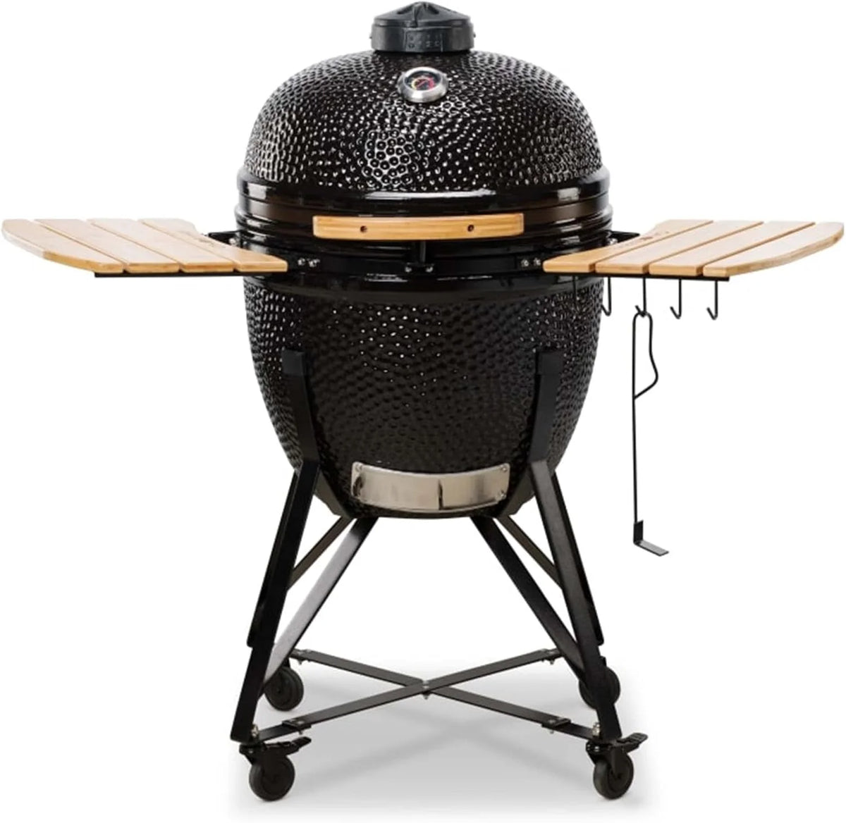 Kamado BONO BBQ Grande - keramische kamado grill met 6 accessoires - BBQ grill Ø 59 cm met accessoires - rode grill-smoker voor terras, balkon of tuin