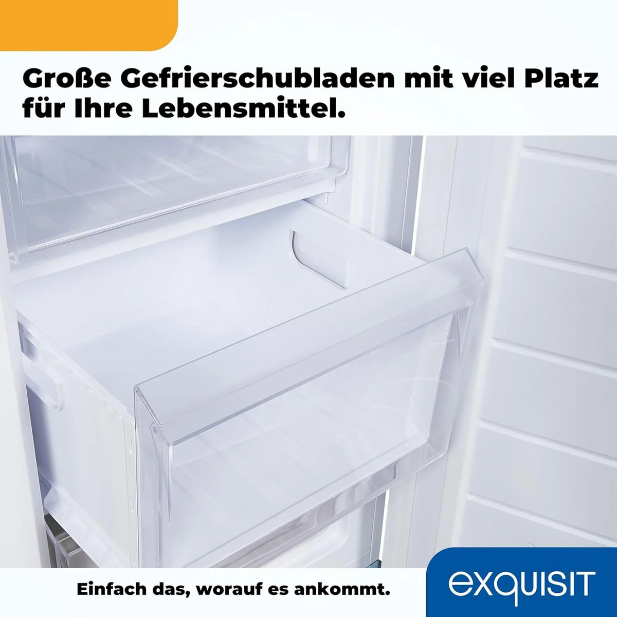 Exquisite staande vriezer, 87 liter, 4 sterren, energieklasse D, wit, 3 lades, handmatige ontdooiing, instelbare thermostaat, omkeerbare deur, 40 dB, verbruik 132 kWh/jaar, 85,5 x 54,5 x 58 cm