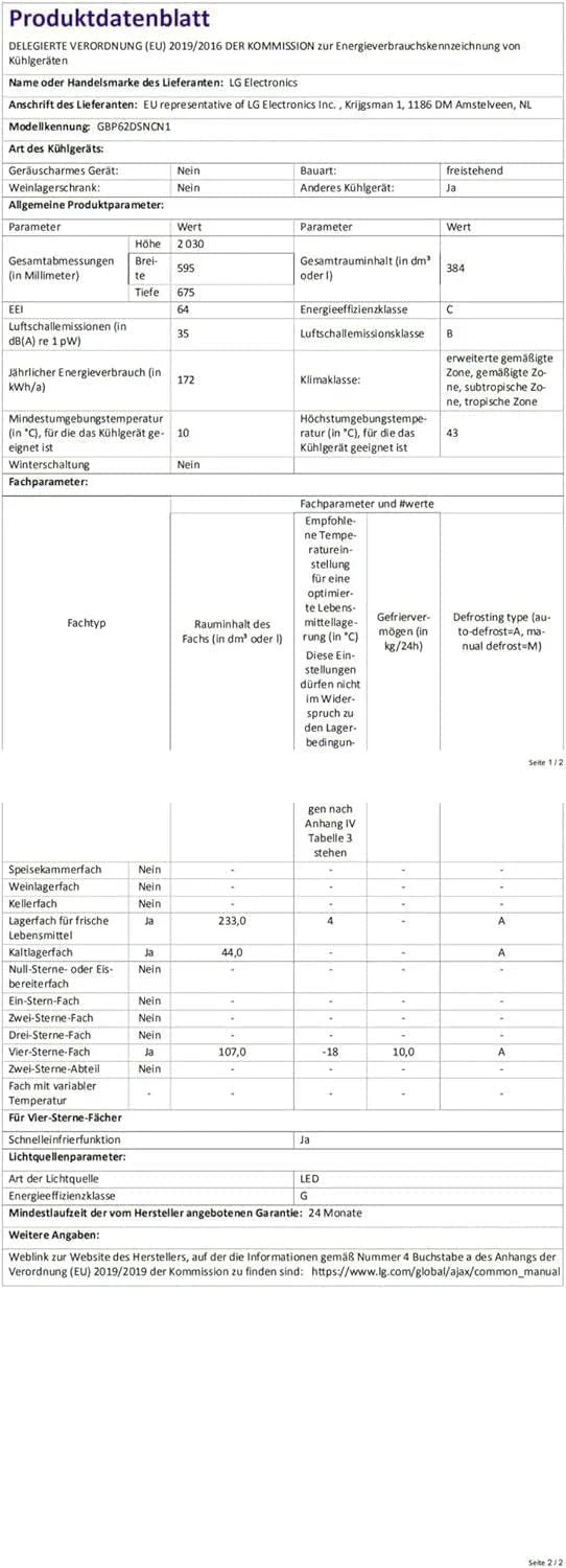 Lodówka/zamrażarka LG GBV22NCCEP – inteligentny kompresor inwerterowy, system Total No Frost, nowoczesna konstrukcja płaskich drzwi, matowy czarny metalik, klasa energetyczna A