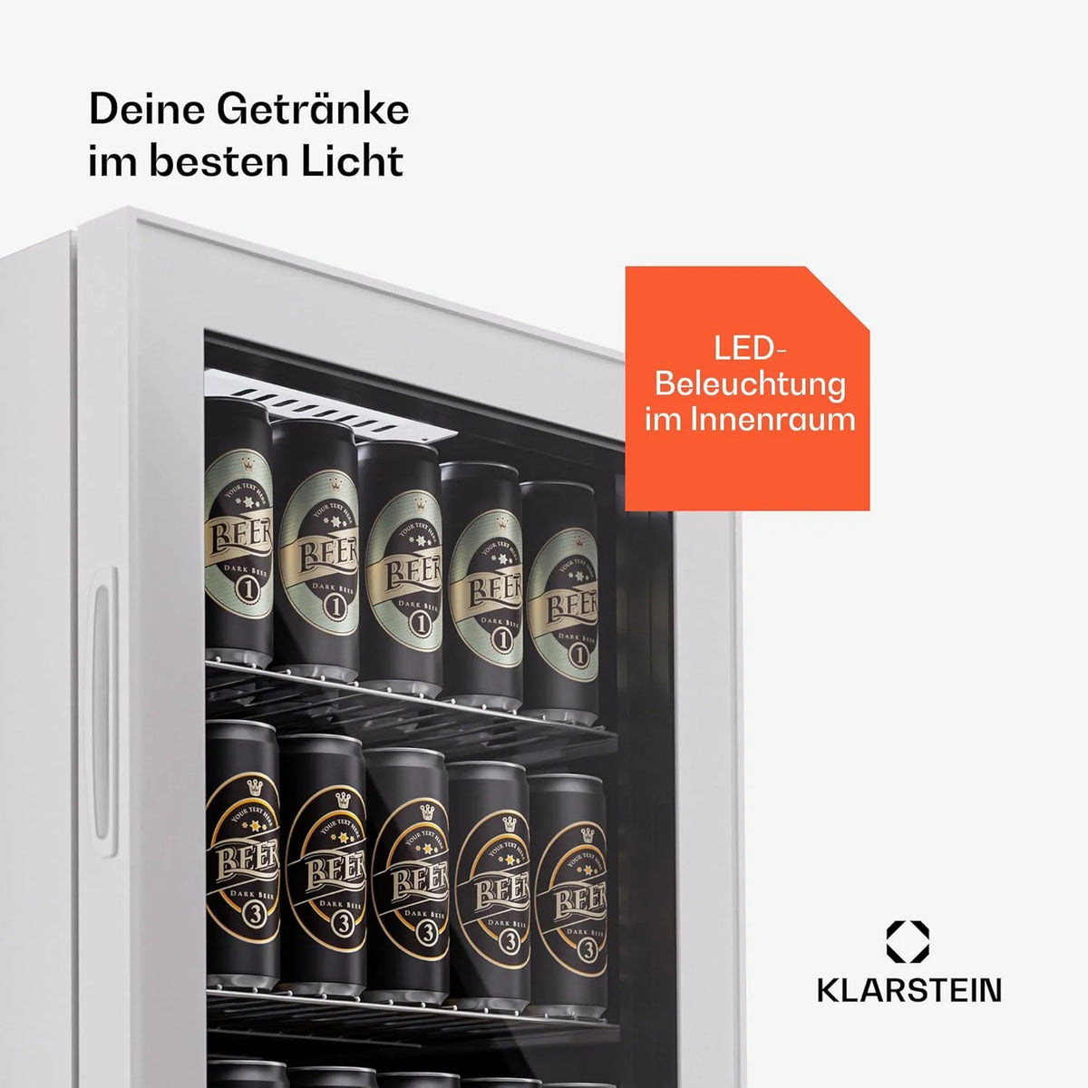 Klarstein Mini lodówka z drzwiami szklanymi do pomieszczeń, chłodziarka na napoje z regulowanymi półkami, mała 80 litrów, do użytku wewnątrz i na zewnątrz, cicha