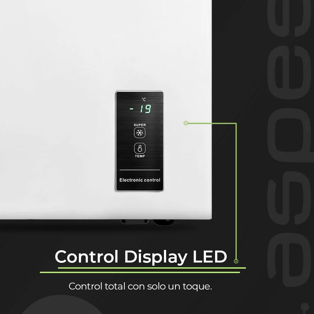 Aspes White ACHH4500EDC vrieskist. Inhoud: 418 liter, dubbele koeling, 2 manden, laag geluidsniveau, energie-efficiëntieklasse E.