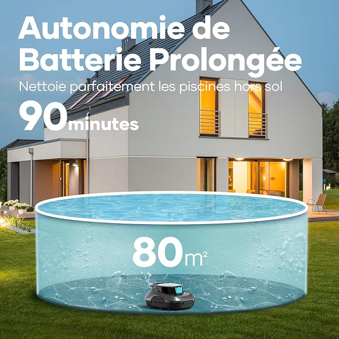 AIPER Scuba SE Zwembadrobot, Draadloze Zwembadstofzuiger, 90 minuten reinigingstijd, Automatische parkeerfunctie, Compacte en lichtgewicht zwembadstofzuiger, Ideaal voor bovengrondse zwembaden tot 80 m²