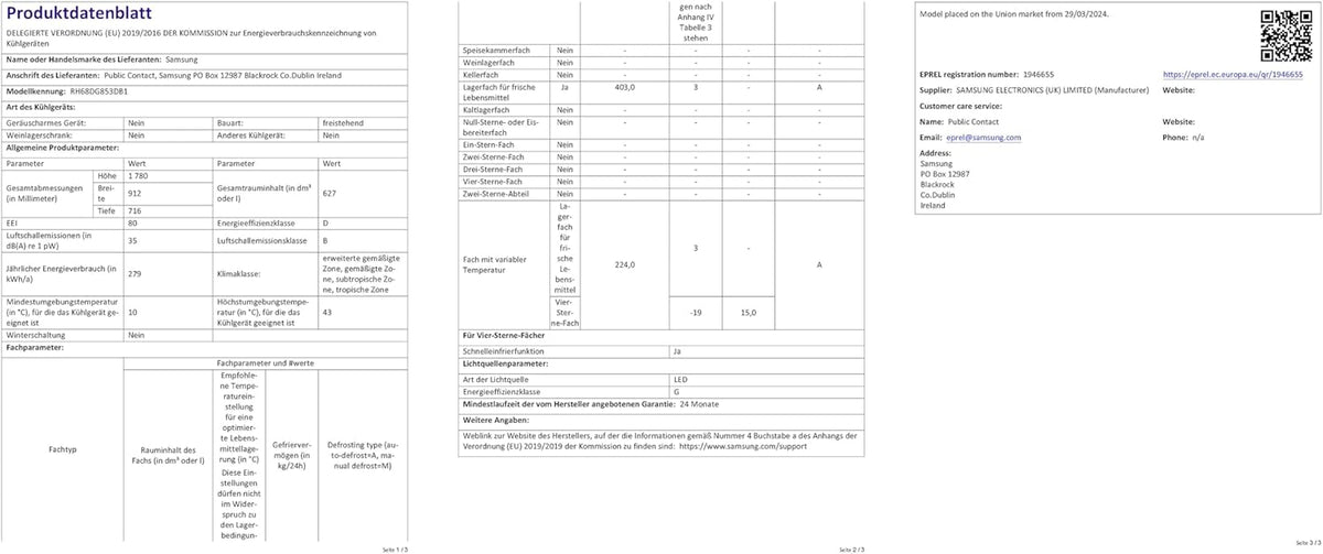 Lodówka typu side-by-side z zamrażarką Samsung RS64DG53R3B1EF, 178 cm, 628 l, tryb SmartThings AI Energy, dozownik lodu i wody, smukła kostkarka do lodu, stal nierdzewna premium