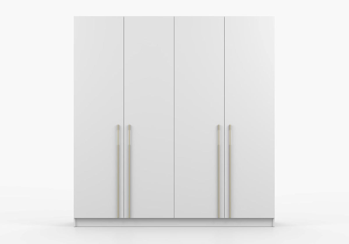 Szafa z drzwiami uchylnymi Fabryka Mebli Idźczak, Szafa do sypialni, 57 x 200 x 210 cm, Szafa do salonu, Wieszak na ubrania, Szafka z półkami i dwoma drążkami na ubrania, Biała