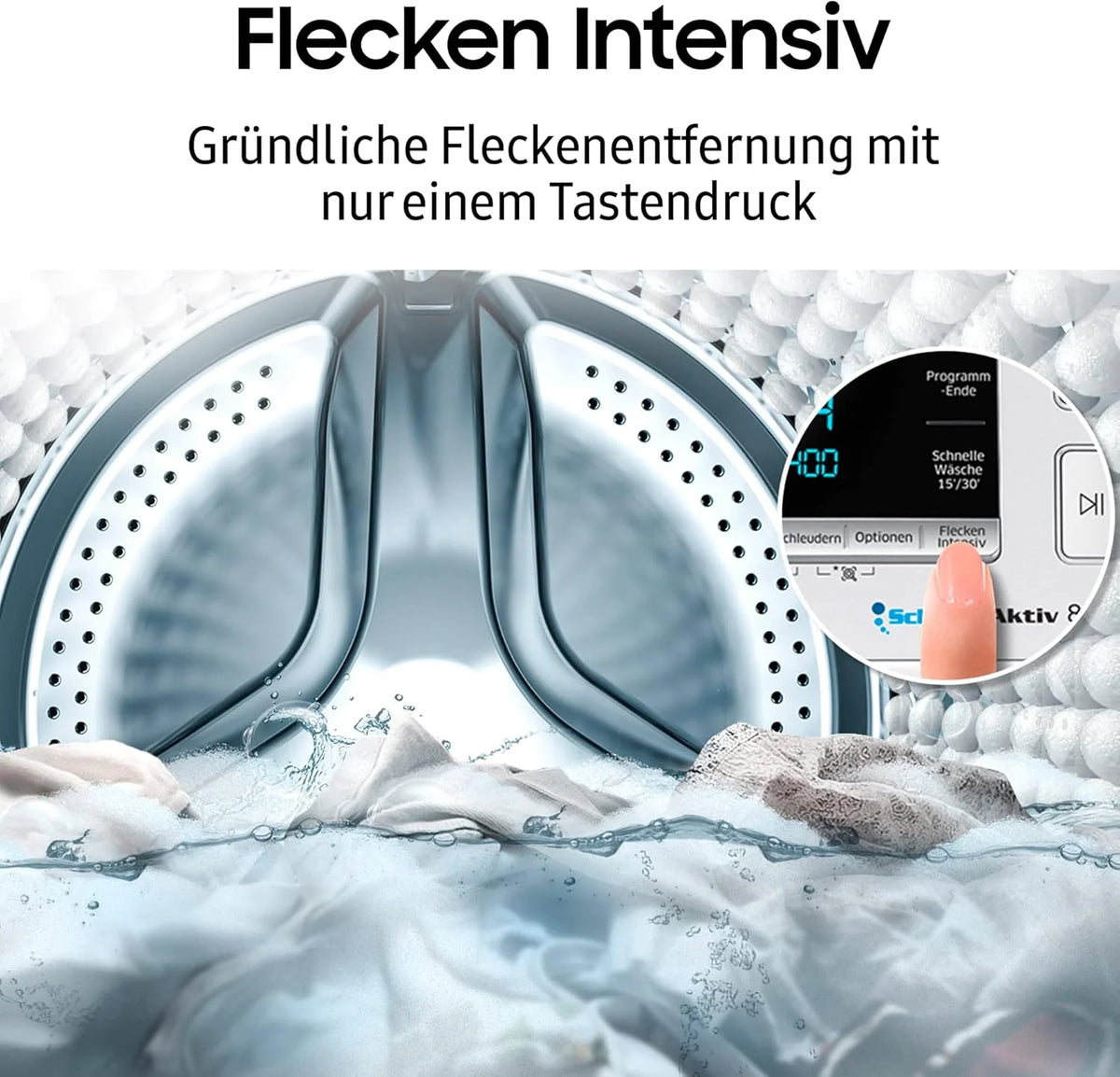 Pralka Samsung WW90T4048EE/EG, 9 kg, 1400 obr./min, Ecobubble, program higienicznej pary, funkcja intensywnego usuwania plam, silnik z cyfrowym inwerterem, kolor biały
