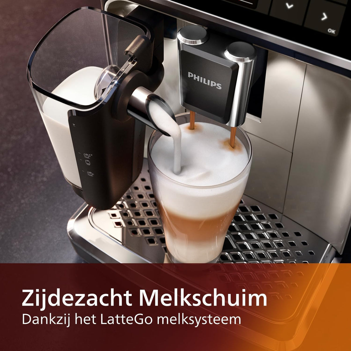 W pełni automatyczny ekspres do kawy Philips Series 5400 – system mleczny LatteGo, 12 specjałów kawowych, intuicyjny wyświetlacz, 4 profile użytkowników, chrom (EP5447/90)