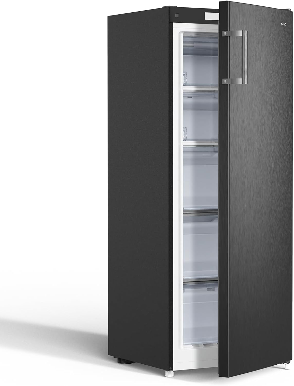 Zamrażarka CHiQ FSD166NE4E 166 l, technologia No Frost, odwracalne zawiasy drzwi, czarna stal nierdzewna, wysokość 144 cm