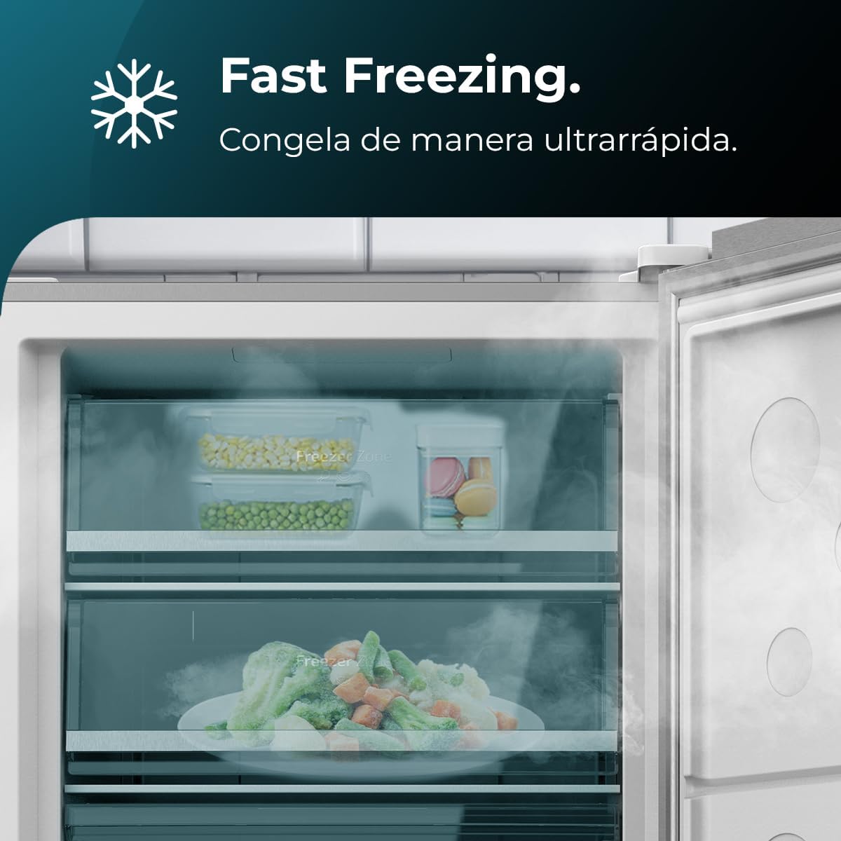 Zamrażarka pionowa Cecotec Bolero CoolMarket UF 380 inox 380L, 1950 W, silnik Inverter Plus, niskie zużycie energii, całkowity brak szronu, drzwiczki wystawowe, możliwość przekształcenia w lodówkę, wieloprzepływowy przepływ powietrza