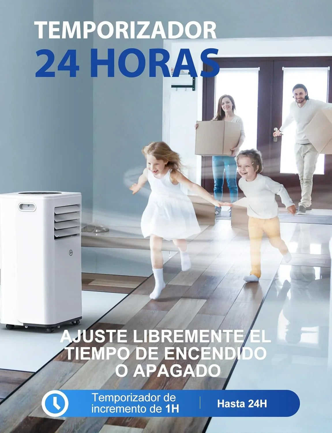 Draagbare airconditioner van 9000 BTU, 4-in-1