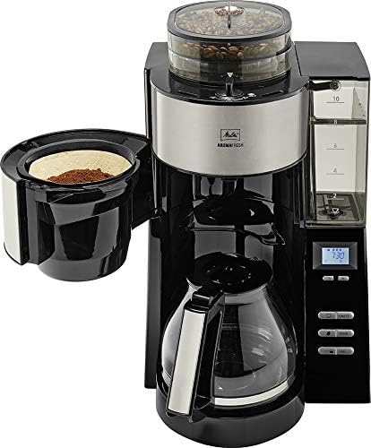 Melitta AromaFresh - Ekspres przelewowy - ze szklanym dzbankiem - wbudowanym młynkiem - funkcją timera - 10 filiżanek - Czysta czerń