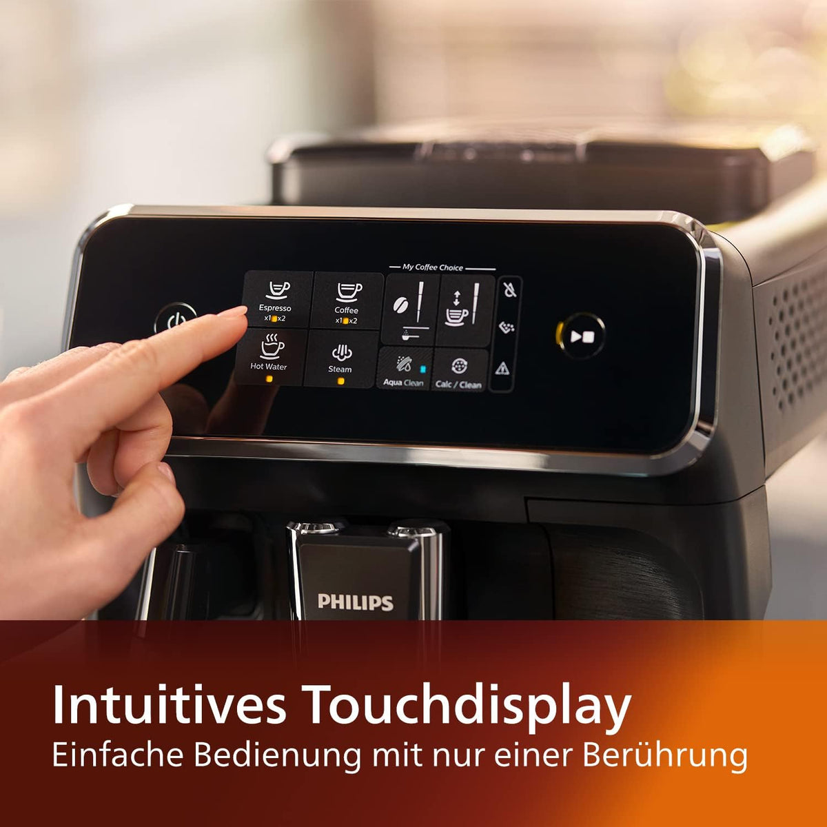 W pełni automatyczny ekspres do kawy Philips Series 2200 – klasyczny spieniacz do mleka, intuicyjny wyświetlacz dotykowy, matowa czerń (EP2220/10)
