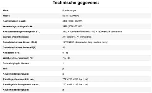 Klimatyzator typu split firmy Kältebringer z funkcją szybkiego łączenia – 12000 BTU (3,4 kW) z funkcją grzania, Wi-Fi i aplikacją, do 91 m2, bardzo cichy – 5 m rur miedzianych, czynnik chłodniczy R32, materiały montażowe, uchwyt ścienny