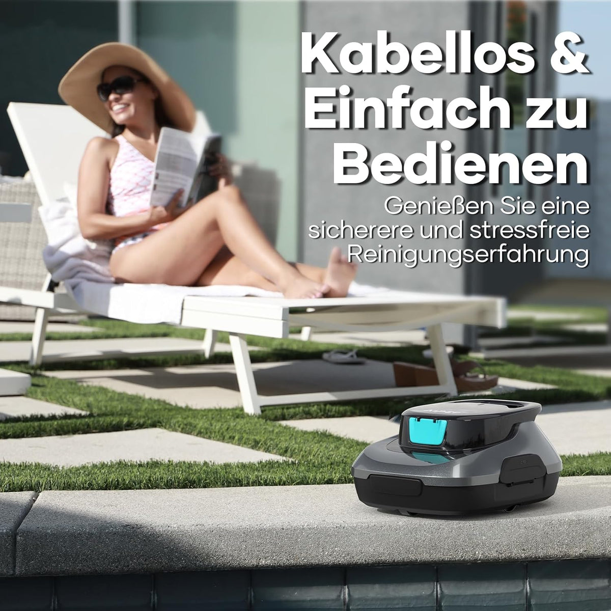 Robot basenowy AIPER, bezprzewodowy odkurzacz basenowy zasilany akumulatorem, 90-minutowy czas czyszczenia, automatyczne czyszczenie z funkcją samoczynnego parkowania