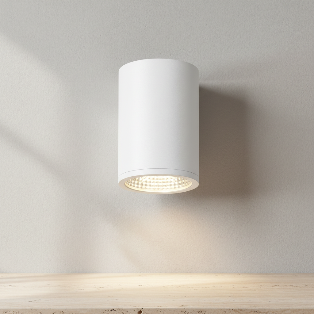 Prestige Lighting Kuzco Nordic 5 in 15W Outdoor LED Cylinder Ceiling Light in Aluminium and Clear Glass Wet Rated, side view