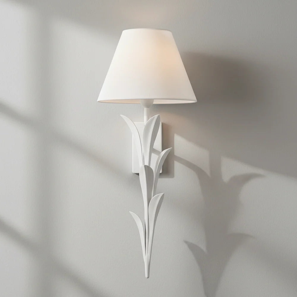 2026-Visual Comfort Provenz 20 in Plaster White Tail Wall Sconce with Linen Shade